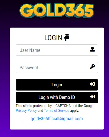 Gold365.com Login Form